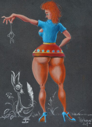 Painting titled "MISS NANA NOURRIT S…" by Michel Michaux, Original Artwork, Pastel