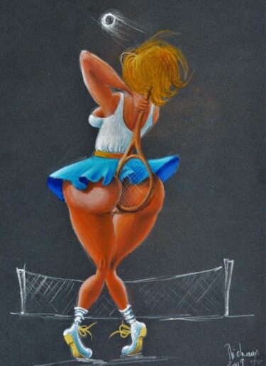 Peinture intitulée "MISS NANA A WIMBLED…" par Michel Michaux, Œuvre d'art originale, Pastel