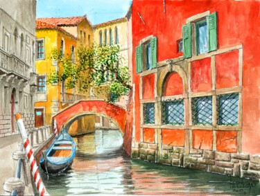 Peinture intitulée "VENISE. Canal." par Michel Michaux, Œuvre d'art originale, Huile