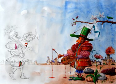 Pintura titulada "INTRUSION" por Michel Michaux, Obra de arte original, Gouache