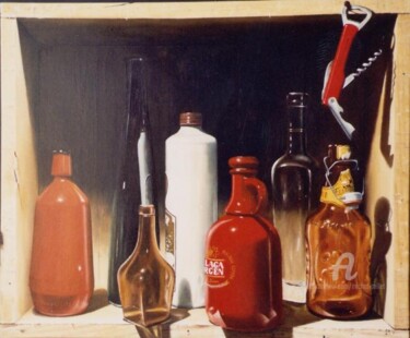 Pintura titulada "Qu'importe le flaco…" por Michel Millet, Obra de arte original, Oleo Montado en Bastidor de camilla de mad…