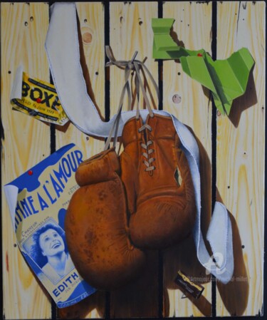 Malerei mit dem Titel "Les coups" von Michel Millet, Original-Kunstwerk, Öl Auf Keilrahmen aus Holz montiert