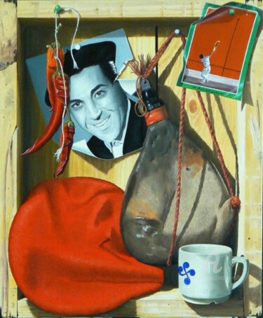 Painting titled "Hommage à Luis Mari…" by Michel Millet, Original Artwork, Oil Mounted on Wood Stretcher frame