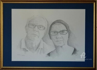 Drawing titled "Le couple" by Michel Millet, Original Artwork, Graphite