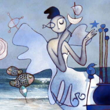 Peinture intitulée "retour de plage" par Michel Moreau (MORO), Œuvre d'art originale, Acrylique