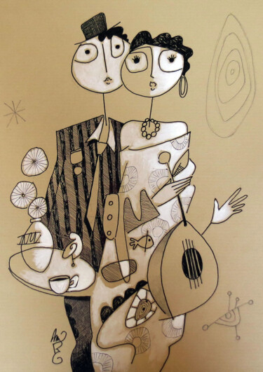 Dessin intitulée "dessin 41" par Michel Moreau (MORO), Œuvre d'art originale, Stylo à bille