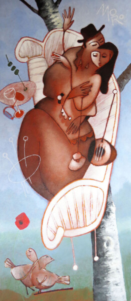 Peinture intitulée "rendez-vous-galopin…" par Michel Moreau (MORO), Œuvre d'art originale, Acrylique