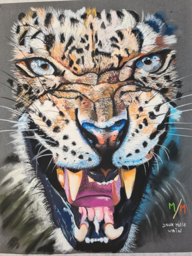 Dibujo titulada "jaguar" por Michel Moreau, Obra de arte original, Pastel