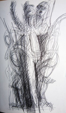 Drawing titled "LA DANSE : PROJET P…" by Michel Moskovtchenko, Original Artwork, Ballpoint pen