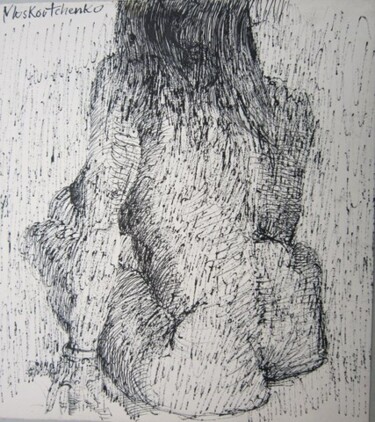 Drawing titled "CHRISTIANE SUR L'HE…" by Michel Moskovtchenko, Original Artwork, Other
