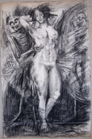 Drawing titled "VANITÉ" by Michel Moskovtchenko, Original Artwork, Charcoal