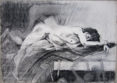 Drawing titled "LA PAGAILLE" by Michel Moskovtchenko, Original Artwork, Charcoal