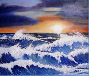 Peinture intitulée "grosses  vagues" par Michel Moutte, Œuvre d'art originale, Acrylique