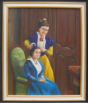 Painting titled "MISE AU RUBAN ARLÉS…" by Michel Moutte, Original Artwork, Oil
