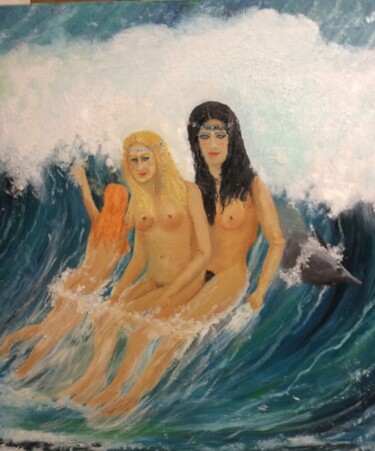 Painting titled "Les Oceanides. myth…" by Michel Moutte, Original Artwork, Oil