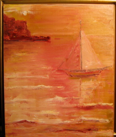 Painting titled "VOILE ROUGE" by Michel Moutte, Original Artwork, Oil