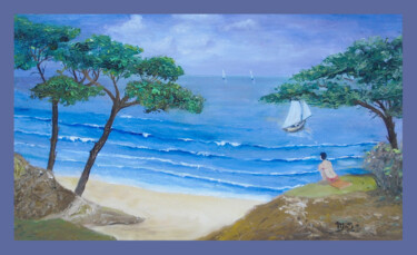 Peinture intitulée "plage" par Michel Moutte, Œuvre d'art originale, Huile
