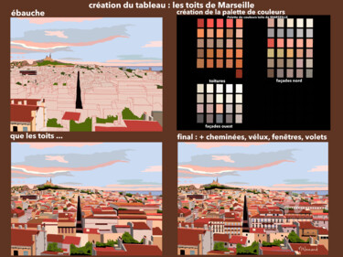 Arts numériques intitulée "2021-03-31 les toit…" par Michel Normand, Œuvre d'art originale, Peinture numérique