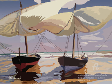 Arts numériques intitulée "2021-04-04 barques" par Michel Normand, Œuvre d'art originale, Peinture numérique