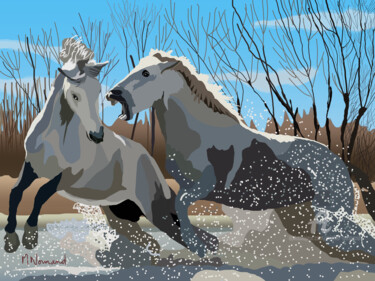 Arts numériques intitulée "2021-10-19 chevaux…" par Michel Normand, Œuvre d'art originale, Peinture numérique