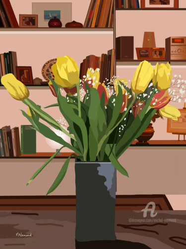Arts numériques intitulée "2023-04-10  Bouquet…" par Michel Normand, Œuvre d'art originale, Peinture numérique