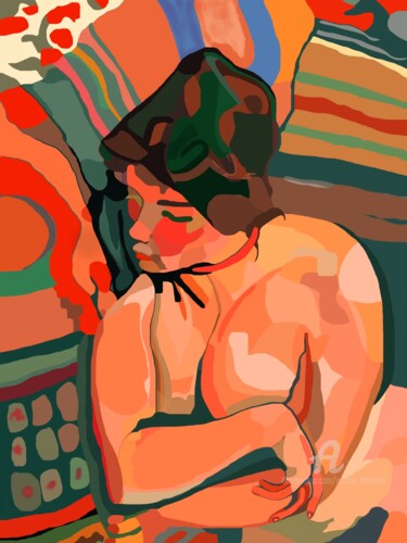 Arts numériques intitulée "2015-03-18 Nu d'apr…" par Michel Normand, Œuvre d'art originale, Peinture numérique