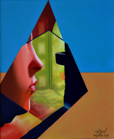 Картина под названием "attente" - Michel Pezeril, Подлинное произведение искусства, Масло Установлен на Деревянная рама для…