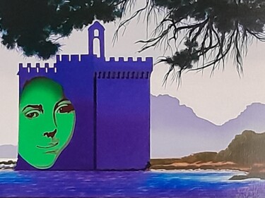 Painting titled "Saint Honorat Iles…" by Michel Pezeril, Original Artwork, Oil Mounted on Wood Stretcher frame