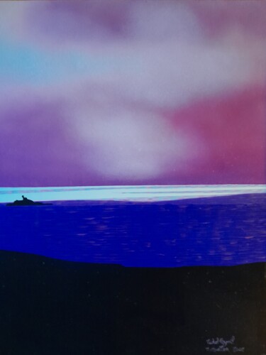 Peinture intitulée "soir sur la plage" par Michel Pezeril, Œuvre d'art originale, Huile