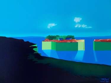 Painting titled "Ile Tristan Douarne…" by Michel Pezeril, Original Artwork, Oil Mounted on Wood Stretcher frame