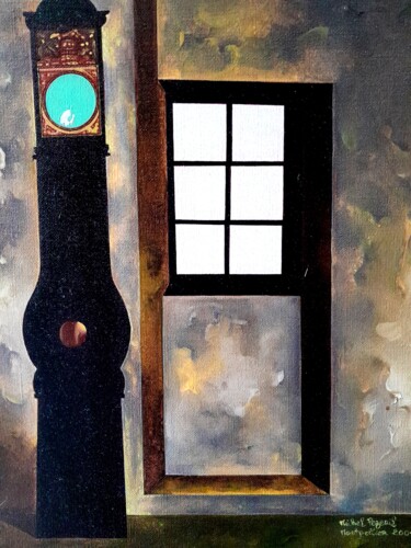 Pintura titulada "Horloge hors du tem…" por Michel Pezeril, Obra de arte original, Oleo Montado en Bastidor de camilla de ma…