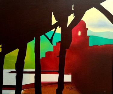 Painting titled "Collioure" by Michel Pezeril, Original Artwork, Oil Mounted on Wood Stretcher frame