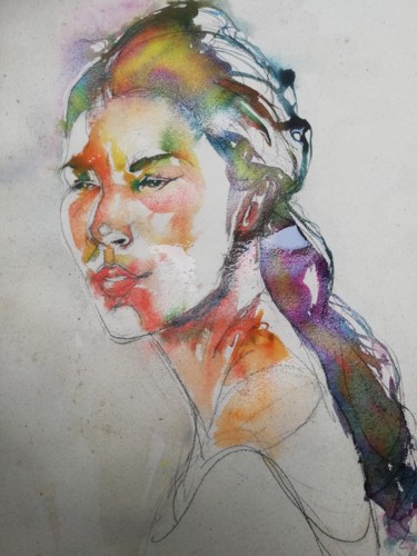 déconfinée Painting titled "déconfinée" by Pitxu Pitxu, Original Art, Watercolor