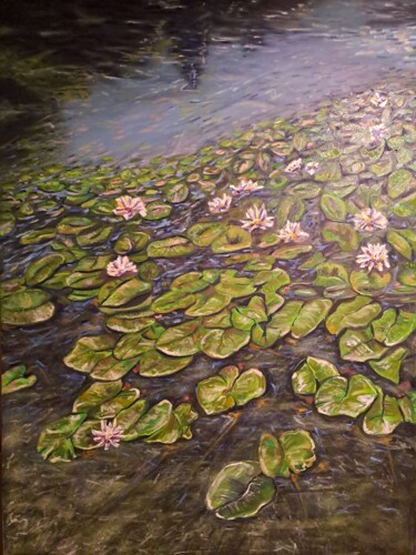 Painting titled "Nénuphar 1" by Michel Poujol, Original Artwork, Oil