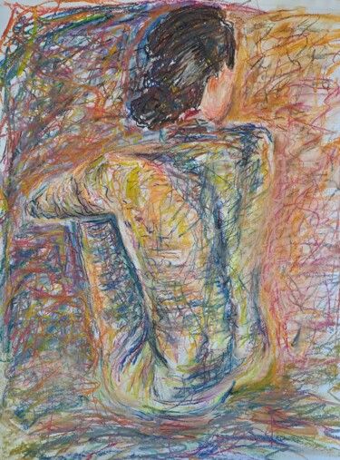 Painting titled "femme 4" by Michel Poujol, Original Artwork, Pastel