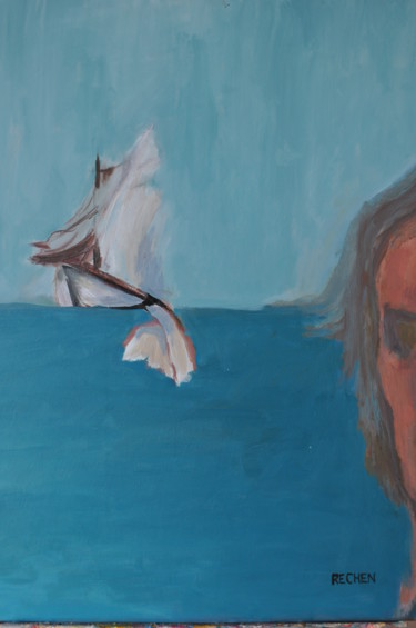 Painting titled "marin pêcheur 4" by Michel Rajchenbach, Original Artwork, Oil