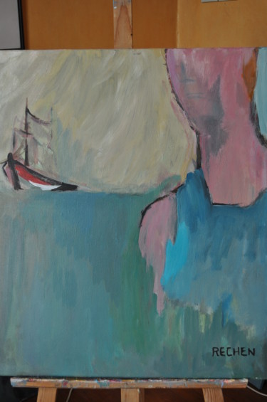 Painting titled "marin pêcheur 2" by Michel Rajchenbach, Original Artwork, Oil