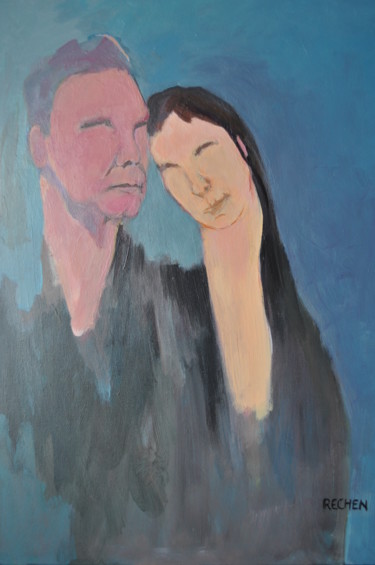 Painting titled "couple" by Michel Rajchenbach, Original Artwork, Acrylic