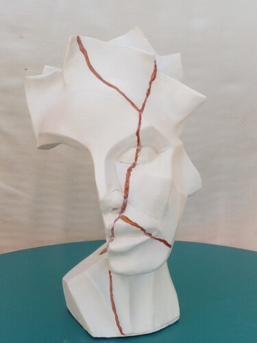 Skulptur mit dem Titel "asymétrie anguleuse" von Michel Rieb, Original-Kunstwerk, Terra cotta