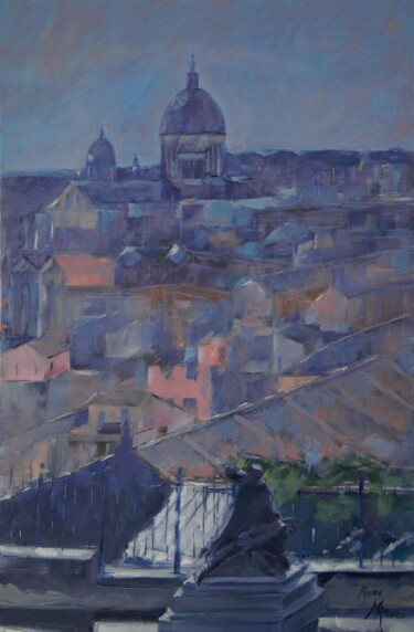 Painting titled "Rome" by Michel Rouquié, Original Artwork, Oil Mounted on Wood Stretcher frame