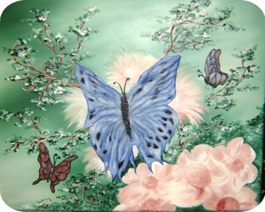 Peinture intitulée "Papillon de ma vie" par Michel Roy, Œuvre d'art originale