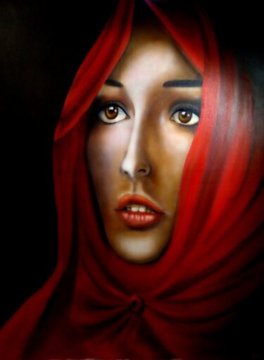 Painting titled "la femme au voile.j…" by Michel Ruelle (Aéro), Original Artwork, Airbrush