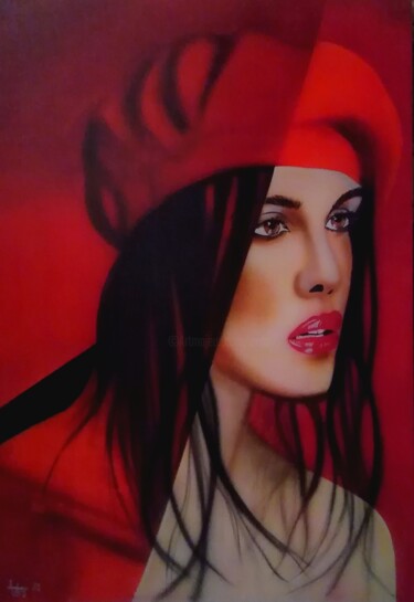 Peinture intitulée "le rouge à l'honneur" par Michel Ruelle (Aéro), Œuvre d'art originale, Acrylique Monté sur Châssis en bo…
