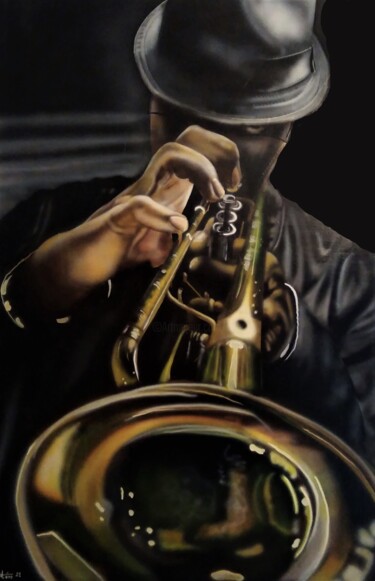 Pintura titulada "jazz" por Michel Ruelle (Aéro), Obra de arte original, Acrílico Montado en Bastidor de camilla de madera