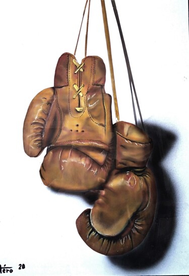Drawing titled "Boxe" by Michel Ruelle (Aéro), Original Artwork, Pastel