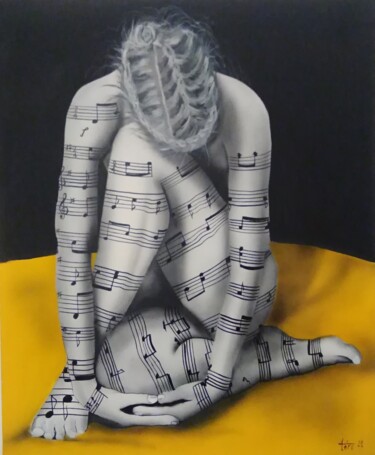 Painting titled "musique" by Michel Ruelle (Aéro), Original Artwork, Acrylic Mounted on Wood Stretcher frame