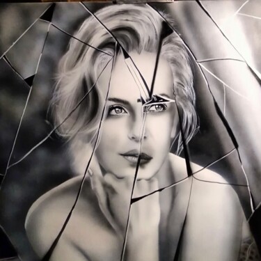 Peinture intitulée "Charlize Theron" par Michel Ruelle (Aéro), Œuvre d'art originale, Acrylique