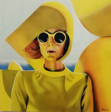 Painting titled "Popgirl1" by Michel Ruelle (Aéro), Original Artwork, Acrylic Mounted on Wood Stretcher frame