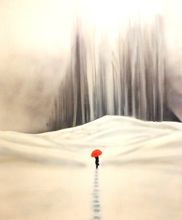 Картина под названием "Première neige" - Michel Ruelle (Aéro), Подлинное произведение искусства, Акрил Установлен на Деревян…