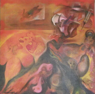 Peinture intitulée "Mauvais rêve" par Michel Schreyer, Œuvre d'art originale, Huile Monté sur Châssis en bois